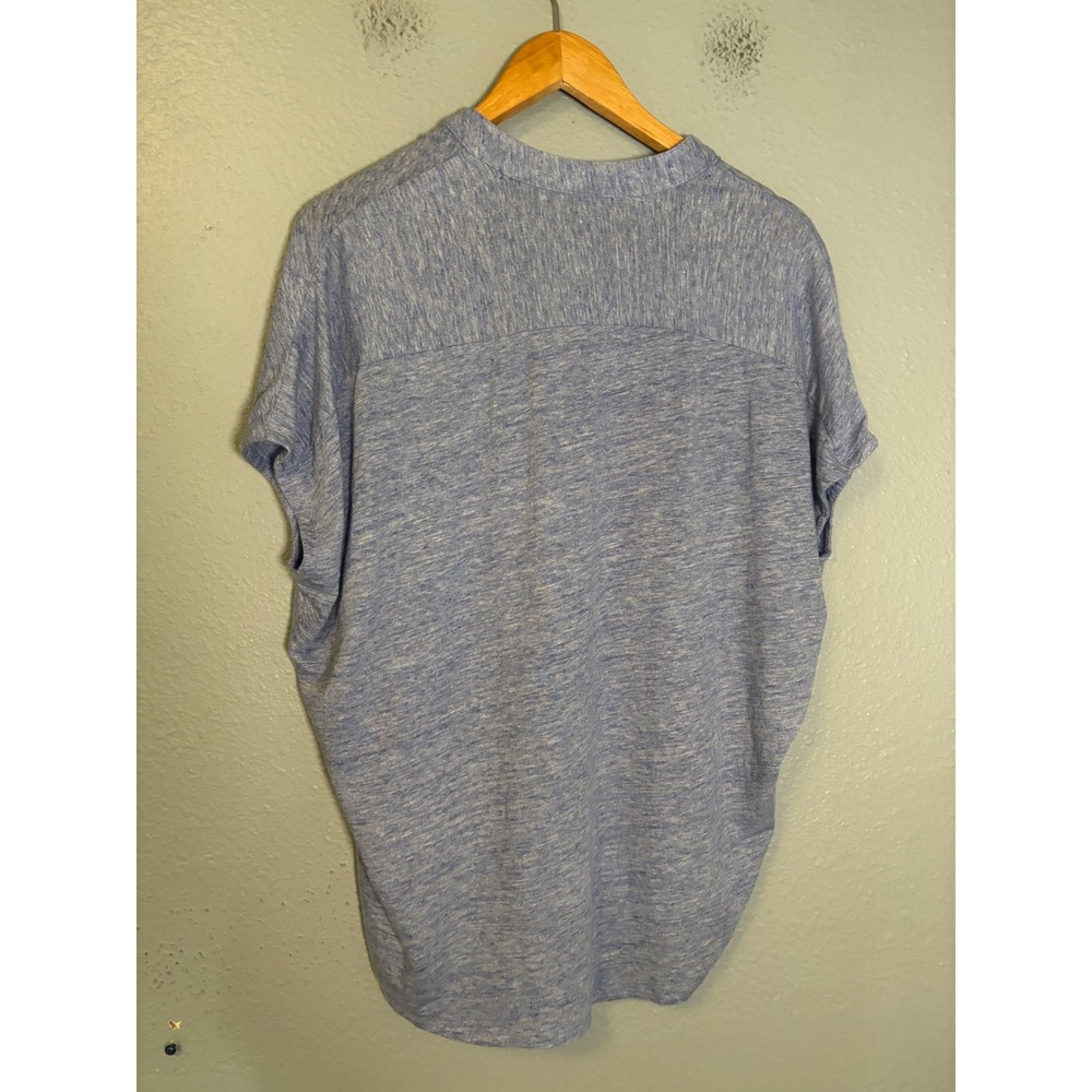 J Mclaughlin Blue Heathered Split Neck Short Slee… - image 5
